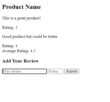 Product Reviews and Ratings screenshot